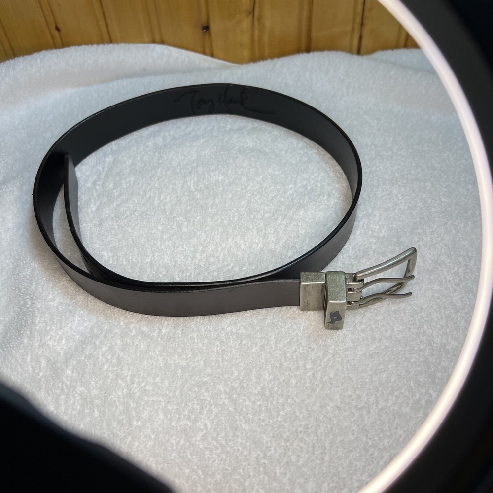 Tony Hawk Leather Belt Large 30/32 reversible silver buckle Skateboard